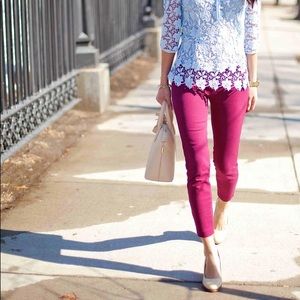 JCrew Minnie Pink skinny ankle pants